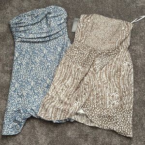 NWT Paisley Strapless Dress & Tan Strapless Dress